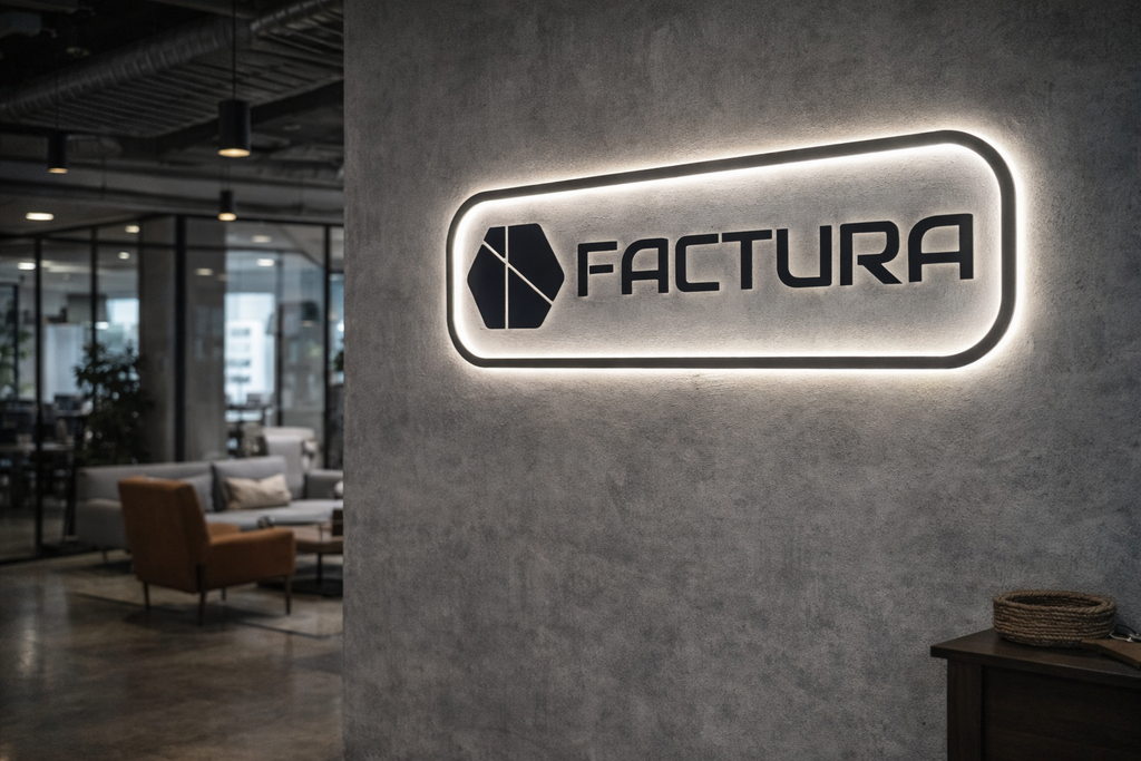 Індивідуальні настінні логотипи з LED-підсвіткою Factura