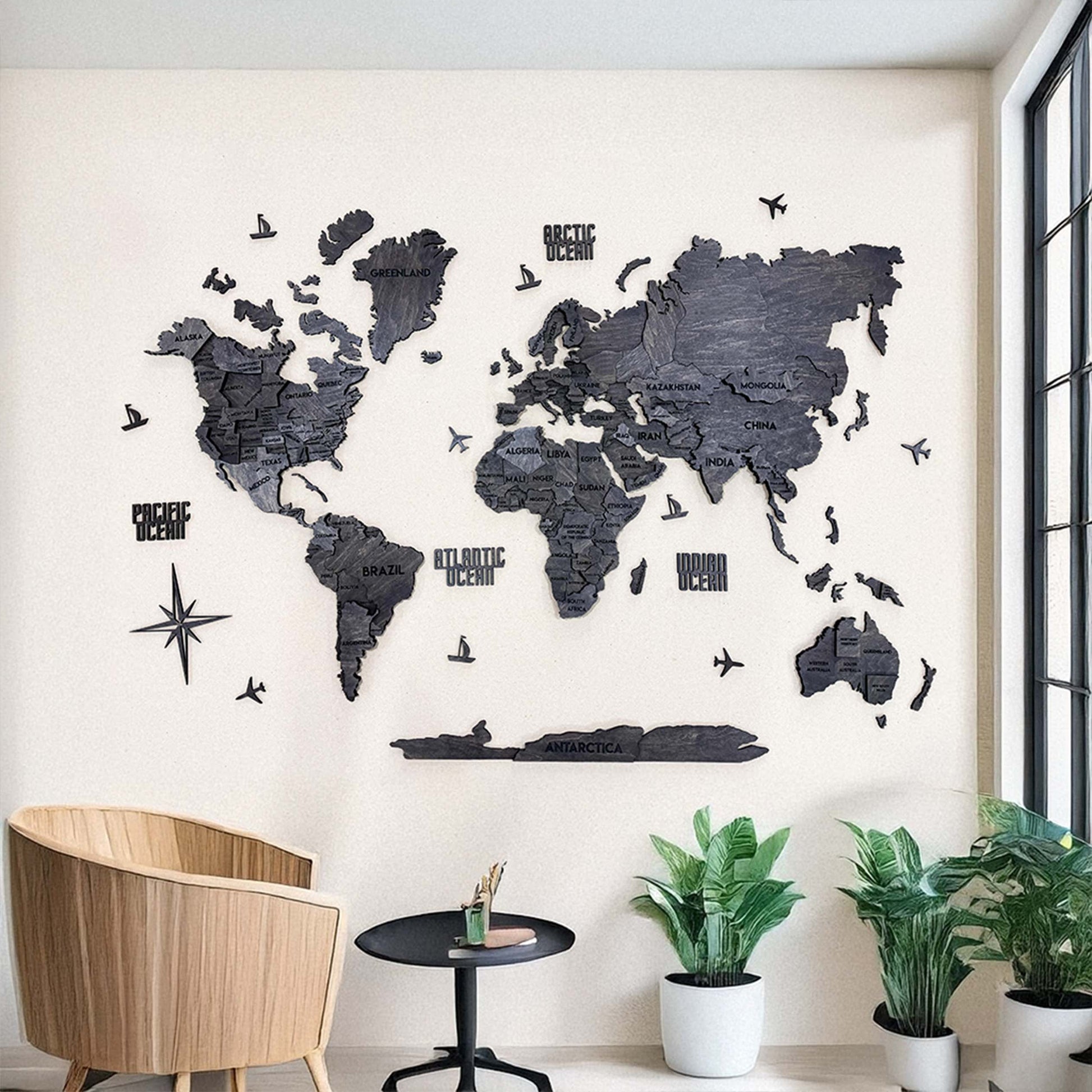 Багатошарова карта світу колір Dark