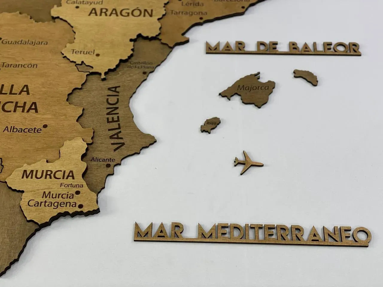 Багатошарова карта Іспанії з дерева, колір Oak