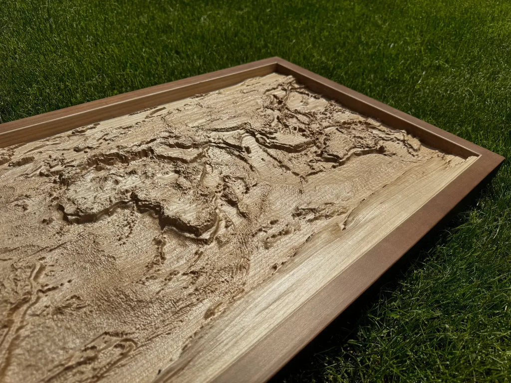 Топографічна карта світу 3D з ясеня колір Natural