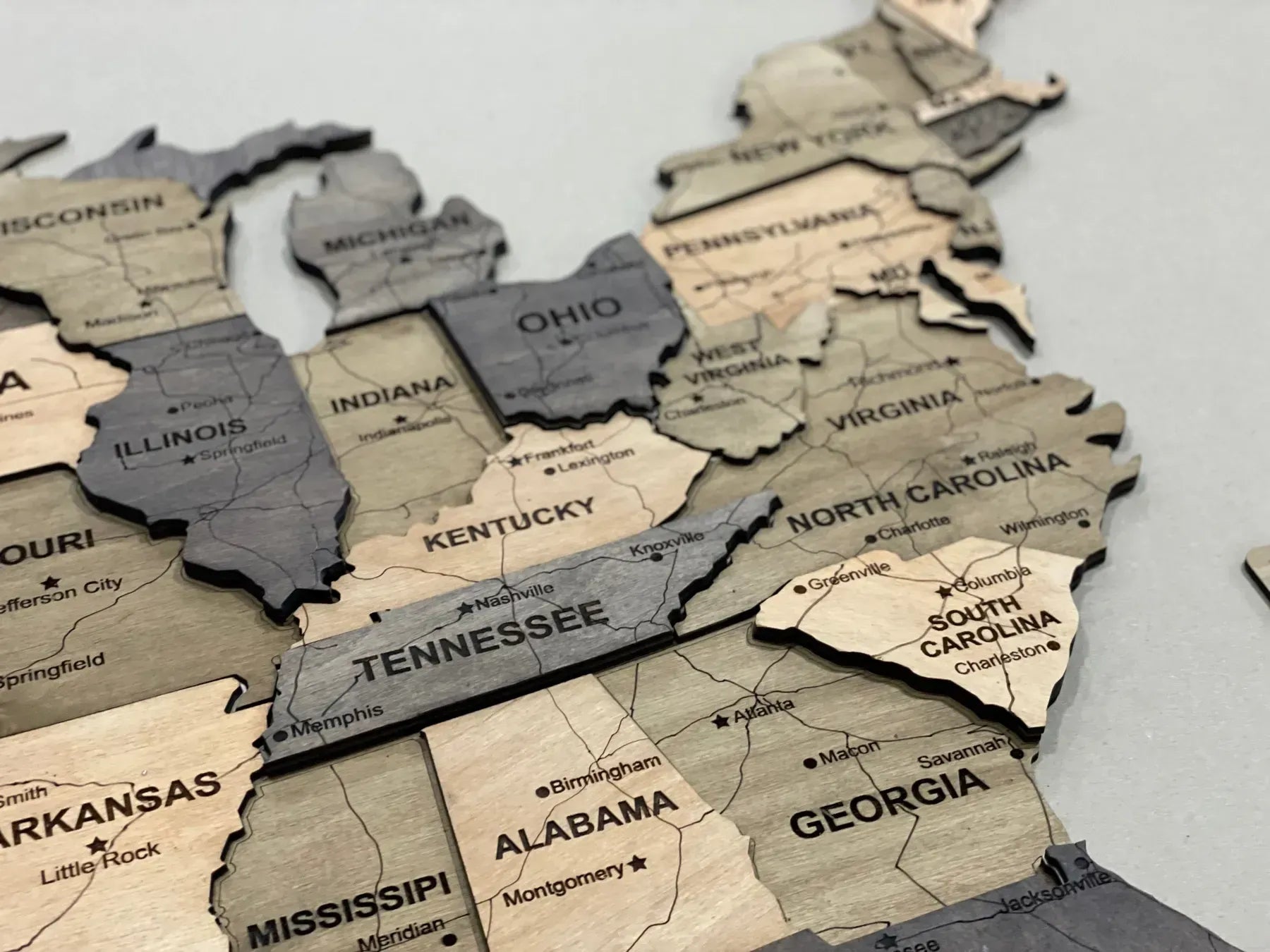 Карта США багатошарова з дорогами, колір Elis