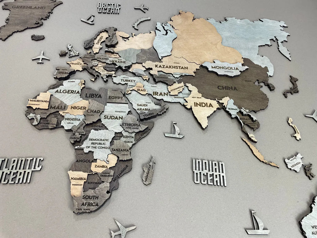 Багатошарова карта світу колір Memory з столицями