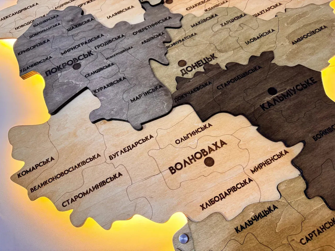 Багатошарова карта Донецької області, з підсвіткою по контуру, колір Elis