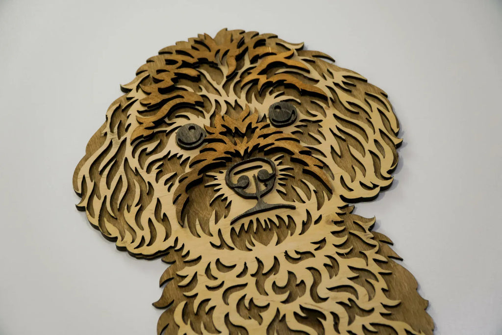 Дерев’яне панно з собакою, Мальтіпу. Портрет тварини з дерева