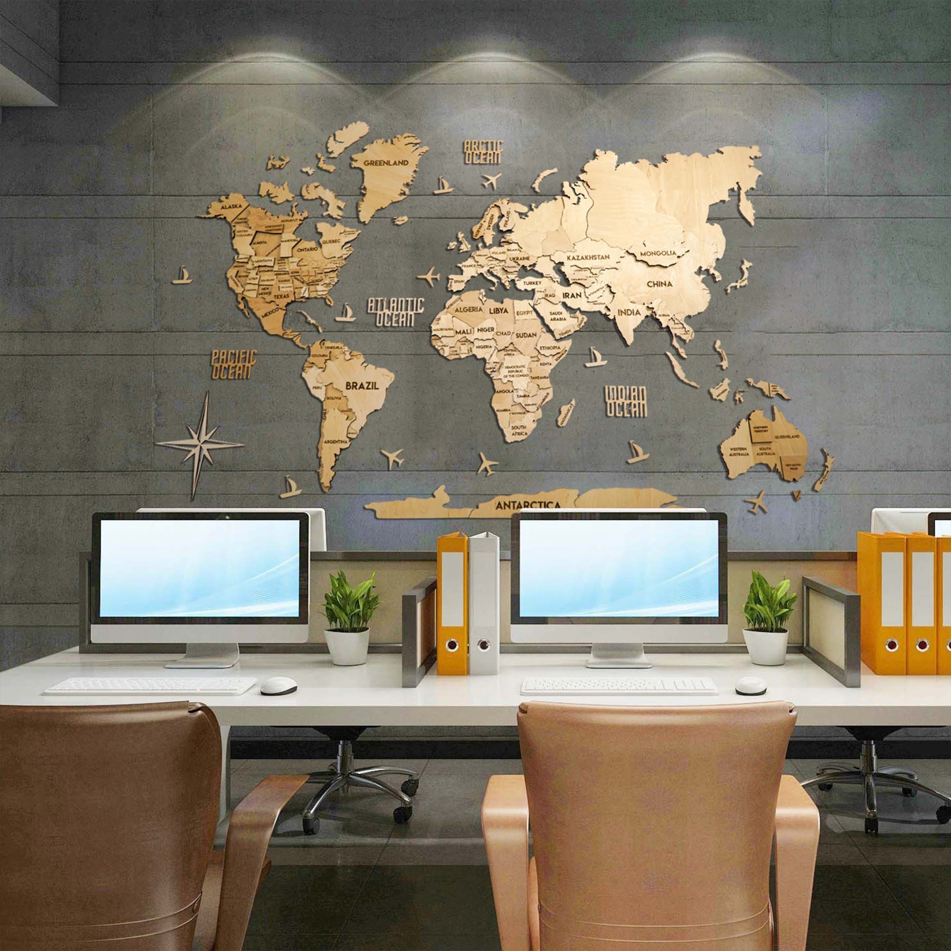 Багатошарова карта світу колір Natural