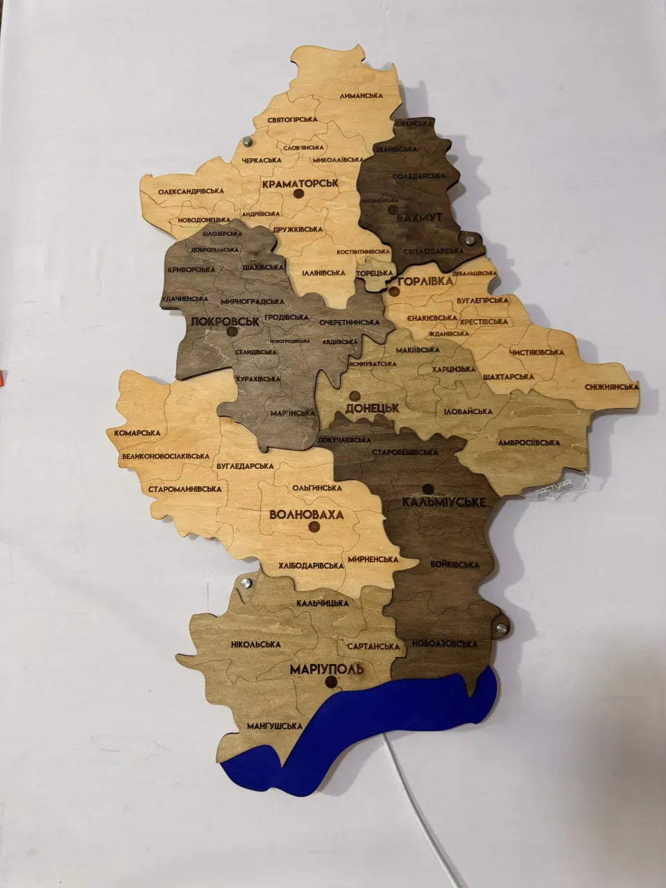 Багатошарова карта Донецької області, з підсвіткою по контуру, колір Elis