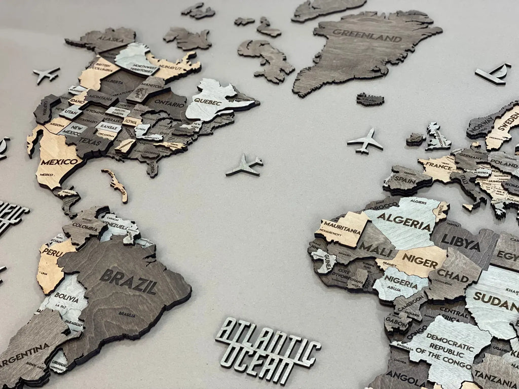 Багатошарова карта світу колір Memory з столицями