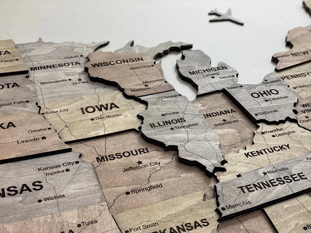 Карта США багатошарова з дорогами, колір Dark Nut