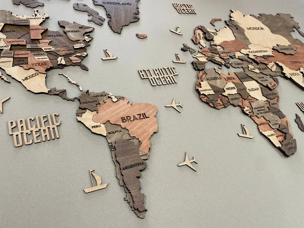 Багатошарова карта світу колір Warm