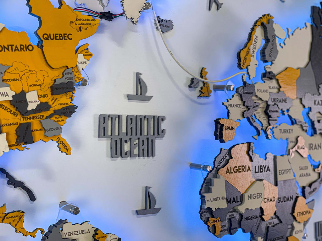 Багатошарова карта світу з підсвіткою RGB колір Urban