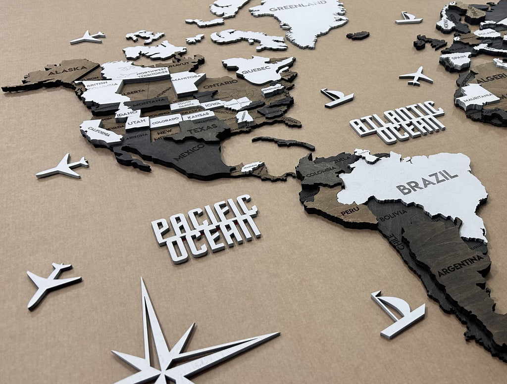 Багатошарова карта світу з підсвіткою колір Grunge