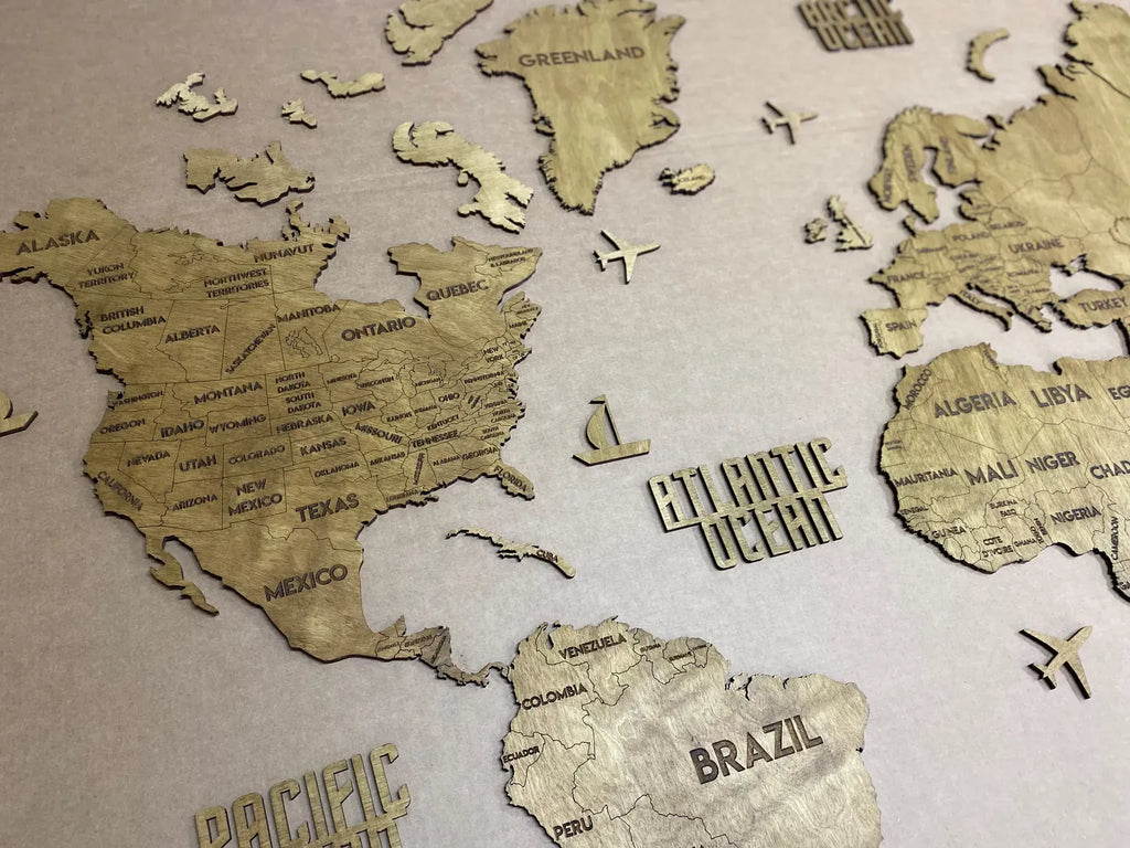 Одношарова карта світу колір Nut 3