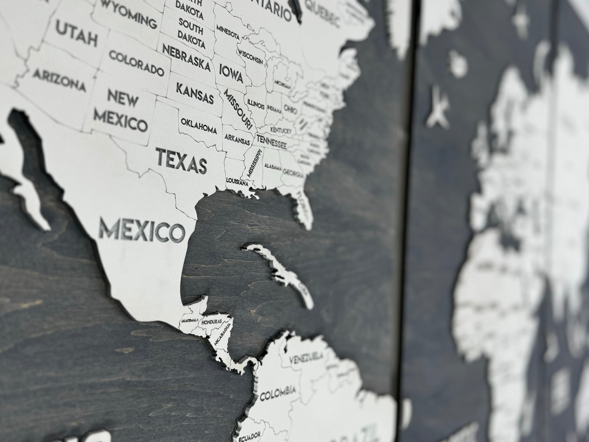 Панно карта світу триптих Blue&White