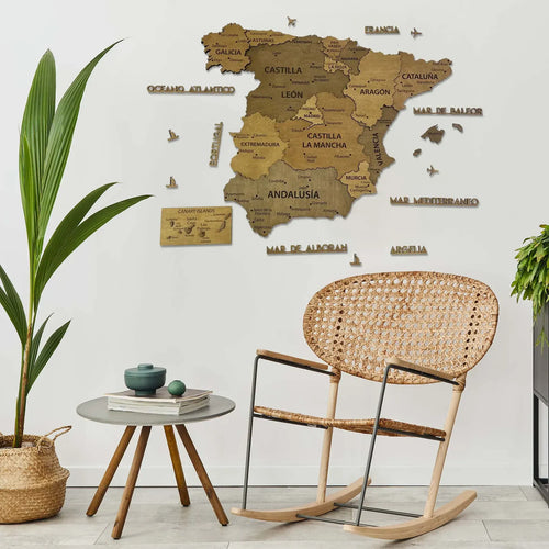 Багатошарова карта Іспанії з дерева, колір Oak