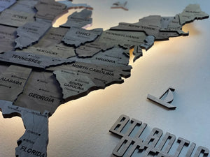 Багатошарова карта США з дорогами та підсвіткою по контуру, колір Helsinki