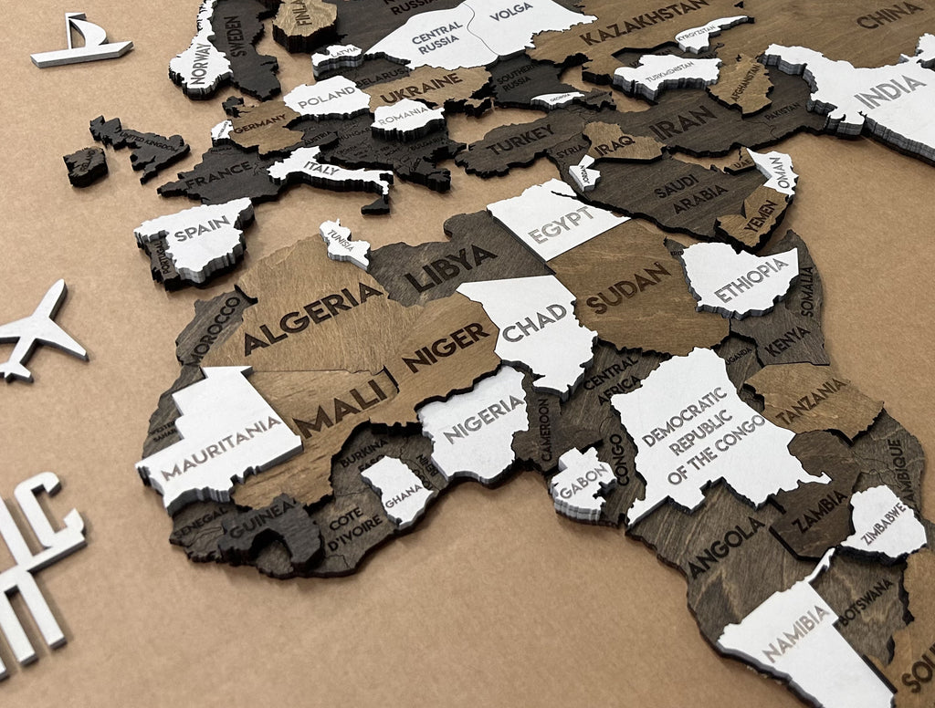 Багатошарова карта світу з підсвіткою колір Grunge