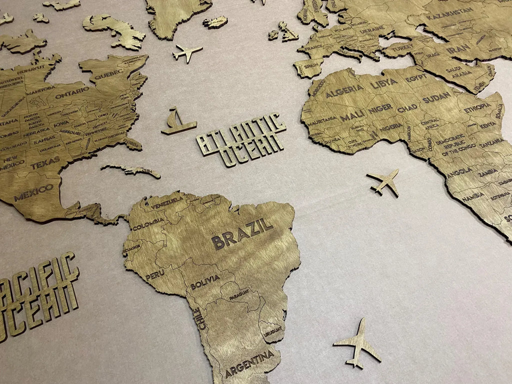 Одношарова карта світу колір Nut 3