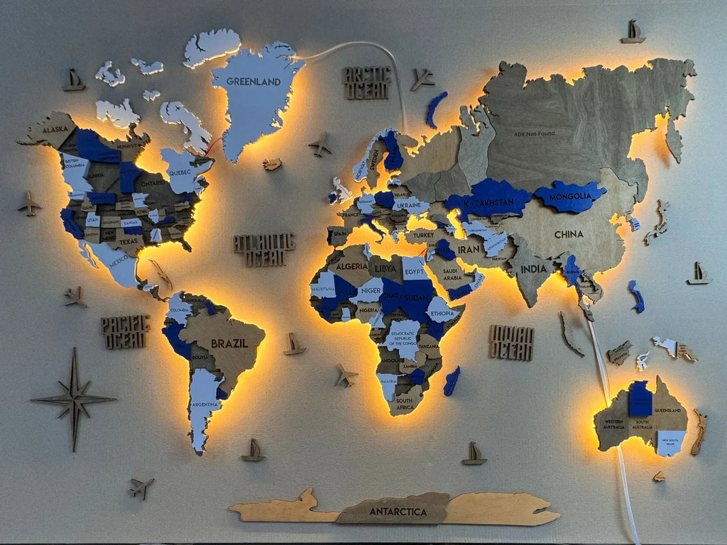 Багатошарова карта світу з підсвіткою колір Blur