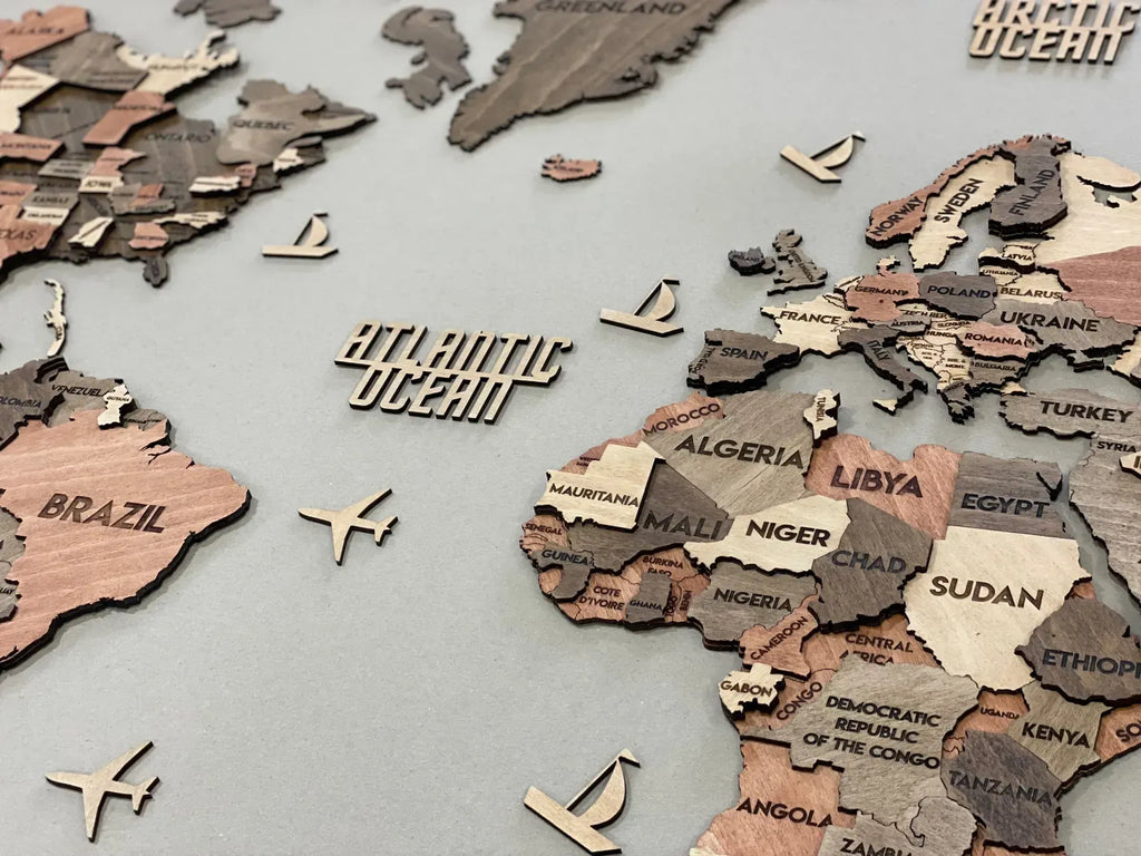 Багатошарова карта світу колір Warm