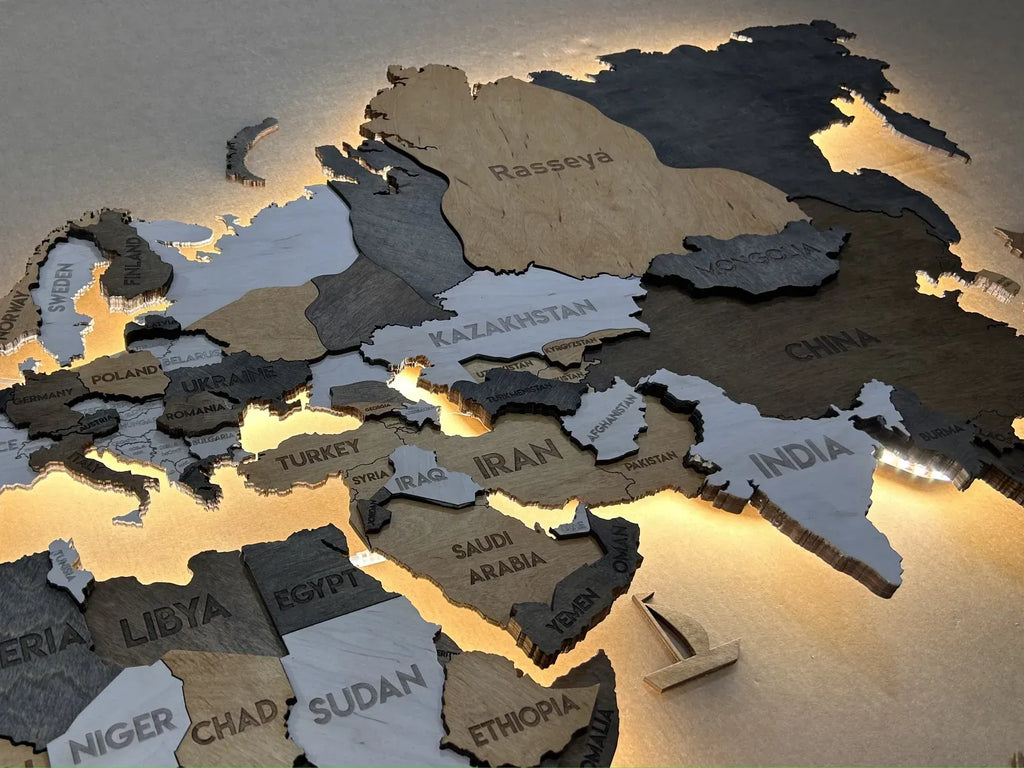 Багатошарова карта світу з підсвіткою колір Cappuccino