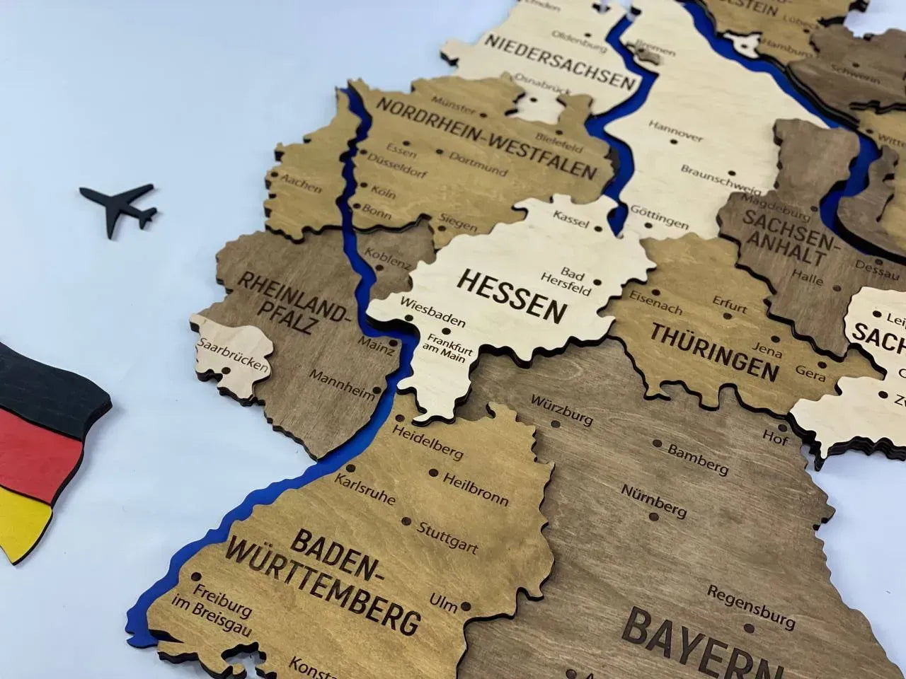 Карта Німеччини з фарбованими річками колір Wonder