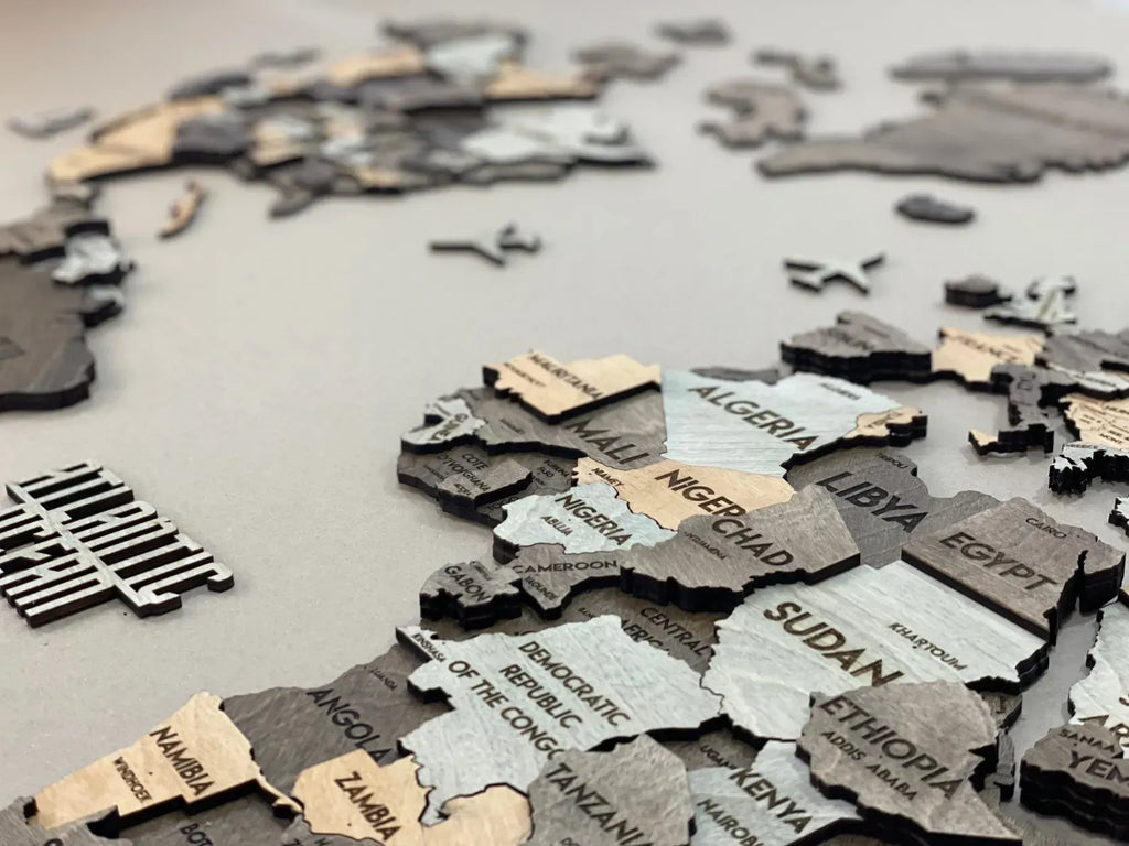 Багатошарова карта світу колір Memory з столицями