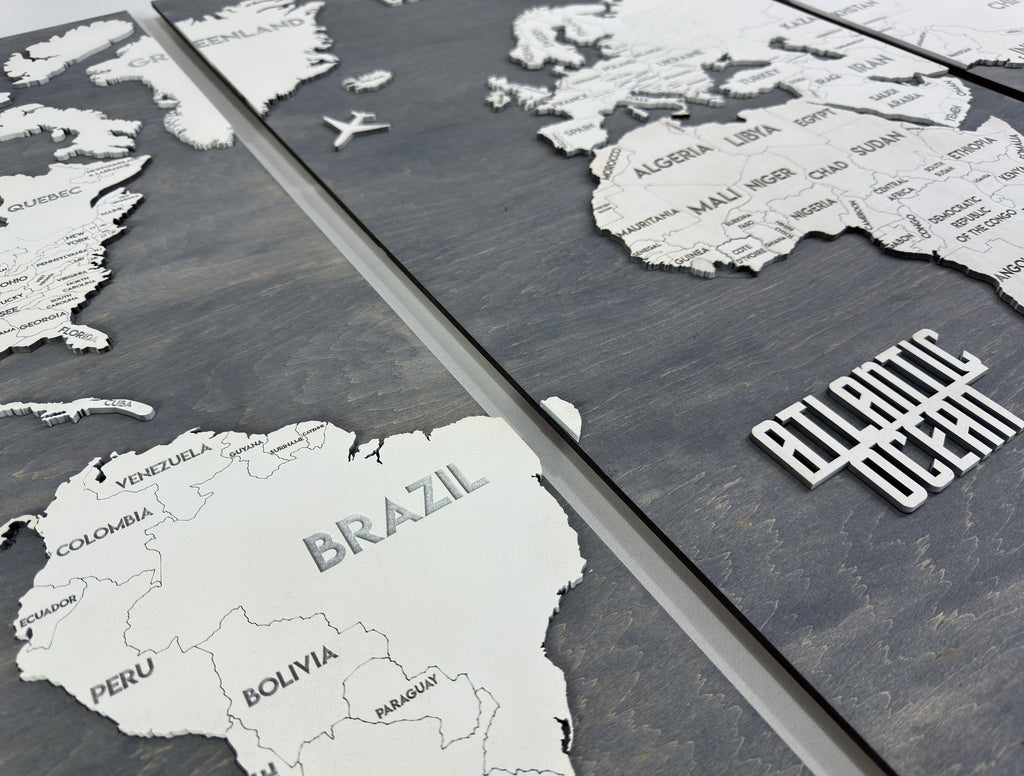 Панно карта світу триптих Blue&White