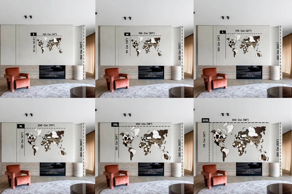 Одношарова карта світу колір Venge 1