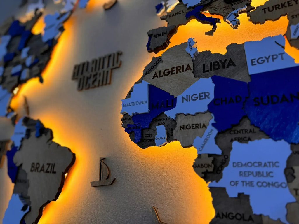 Багатошарова карта світу з підсвіткою колір Blur