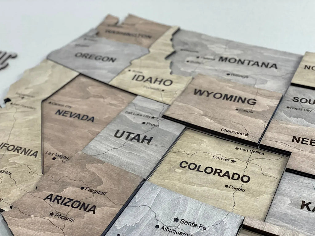 Карта США багатошарова з дорогами, колір Dark Nut