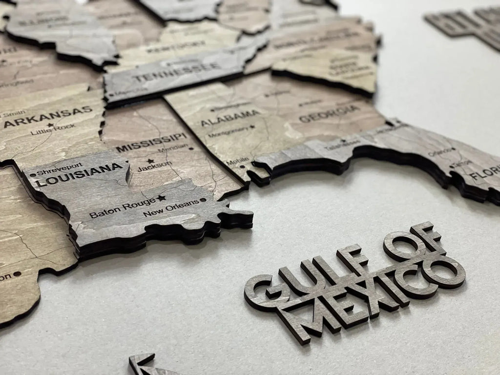 Карта США багатошарова з дорогами, колір Dark Nut