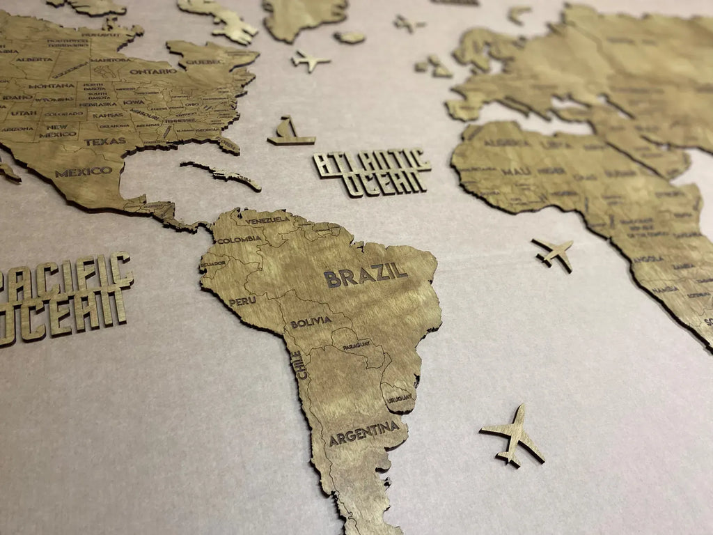 Одношарова карта світу колір Nut 3