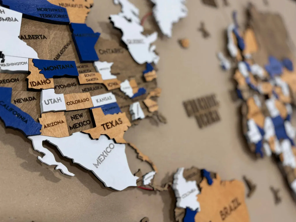 Багатошарова карта світу з підсвіткою колір Blur