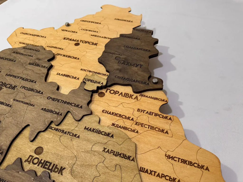 Багатошарова карта Донецької області, з підсвіткою по контуру, колір Elis