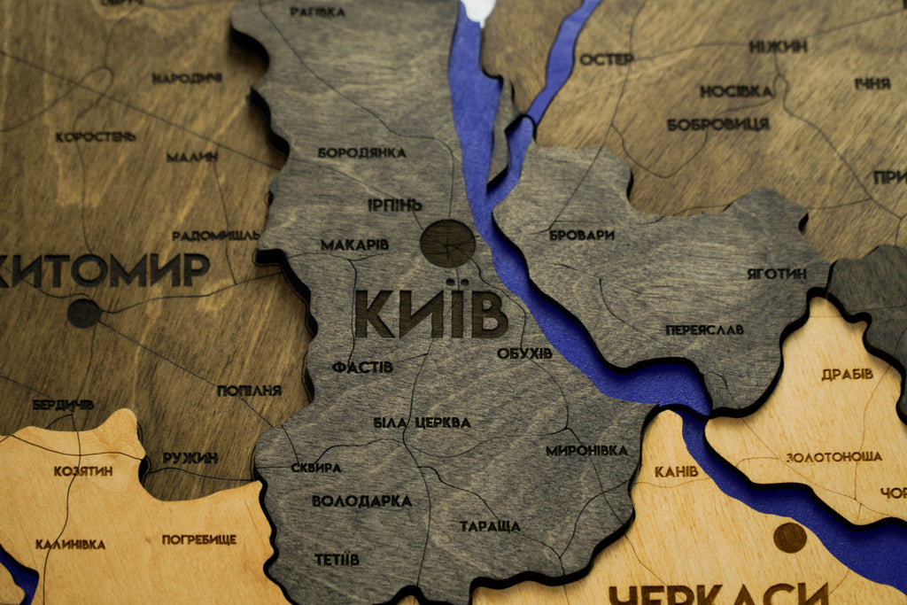 Деталізована карта України багатошарова 3D з річками колір Brut