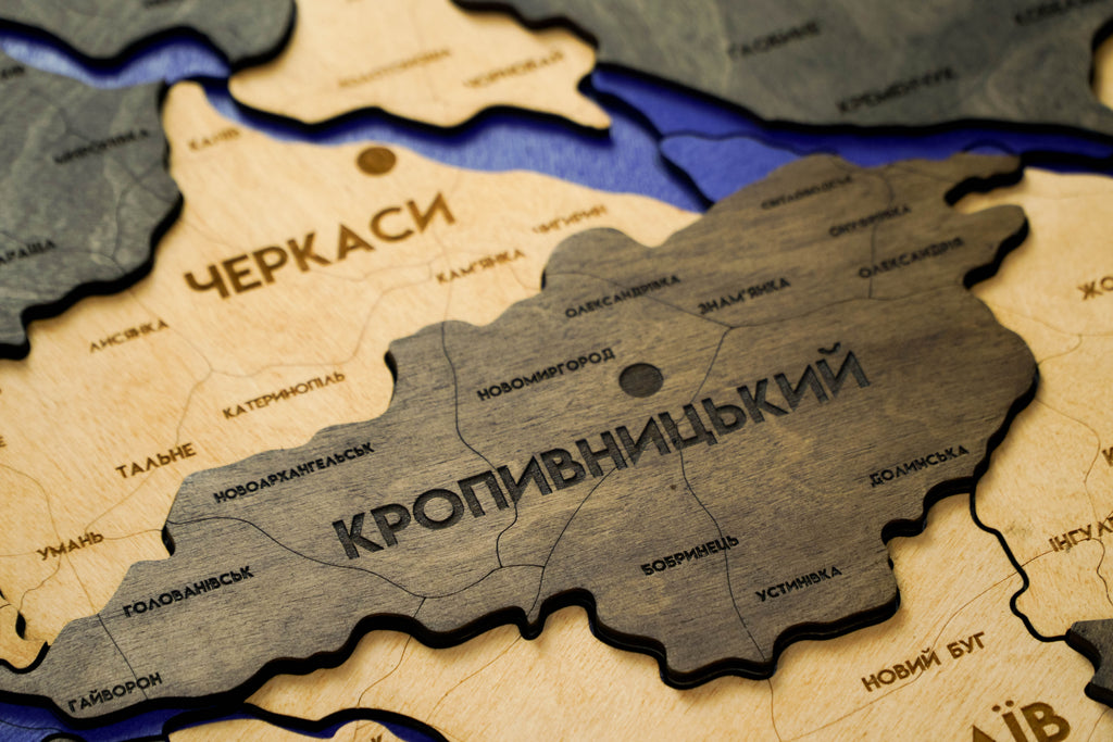 Деталізована карта України багатошарова 3D з річками колір Brut