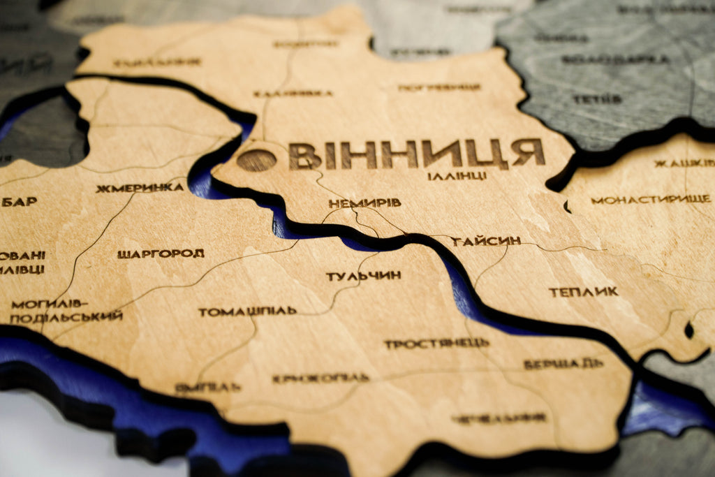 Деталізована карта України багатошарова 3D з річками колір Brut