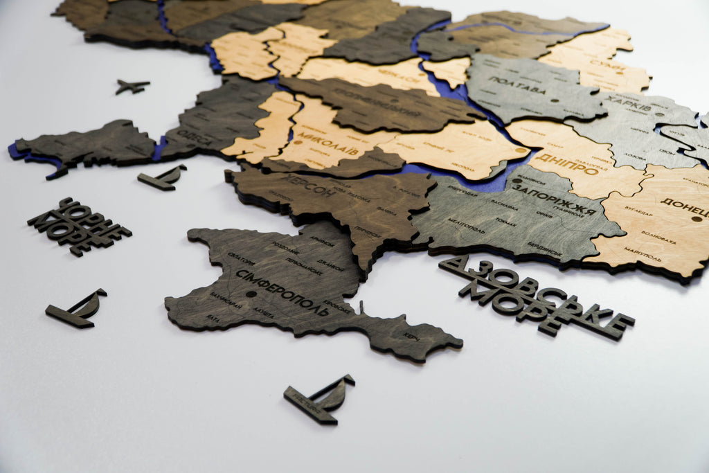 Деталізована карта України багатошарова 3D з річками колір Brut