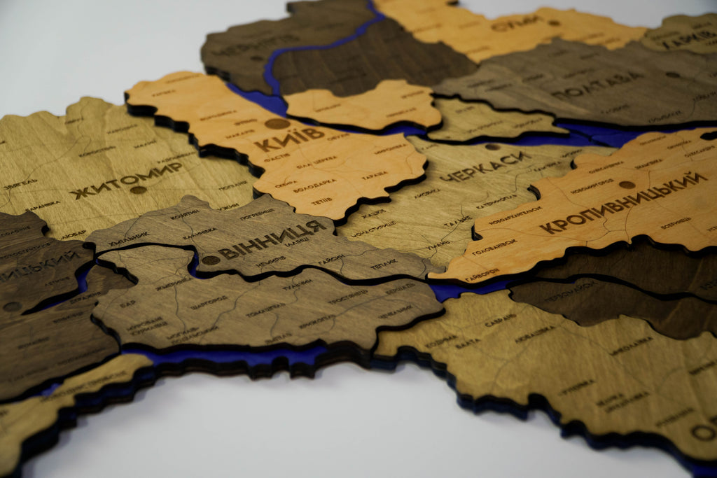 Деталізована карта України багатошарова 3D з річками колір Elis