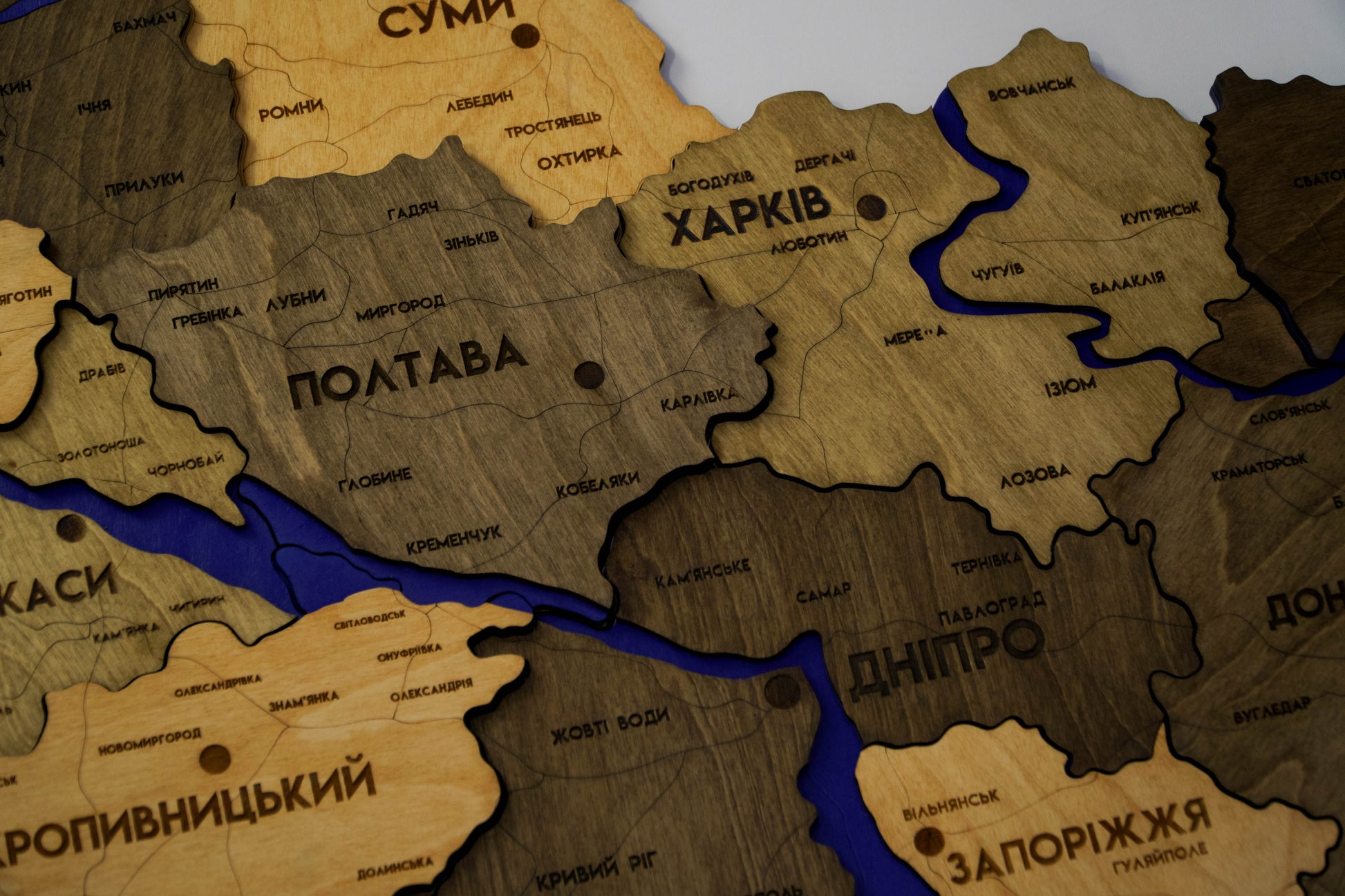 Деталізована карта України багатошарова 3D з річками колір Elis