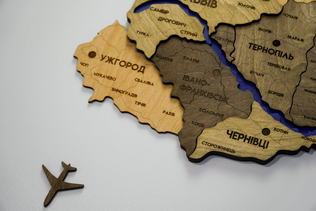 Деталізована карта України багатошарова 3D з річками колір Elis