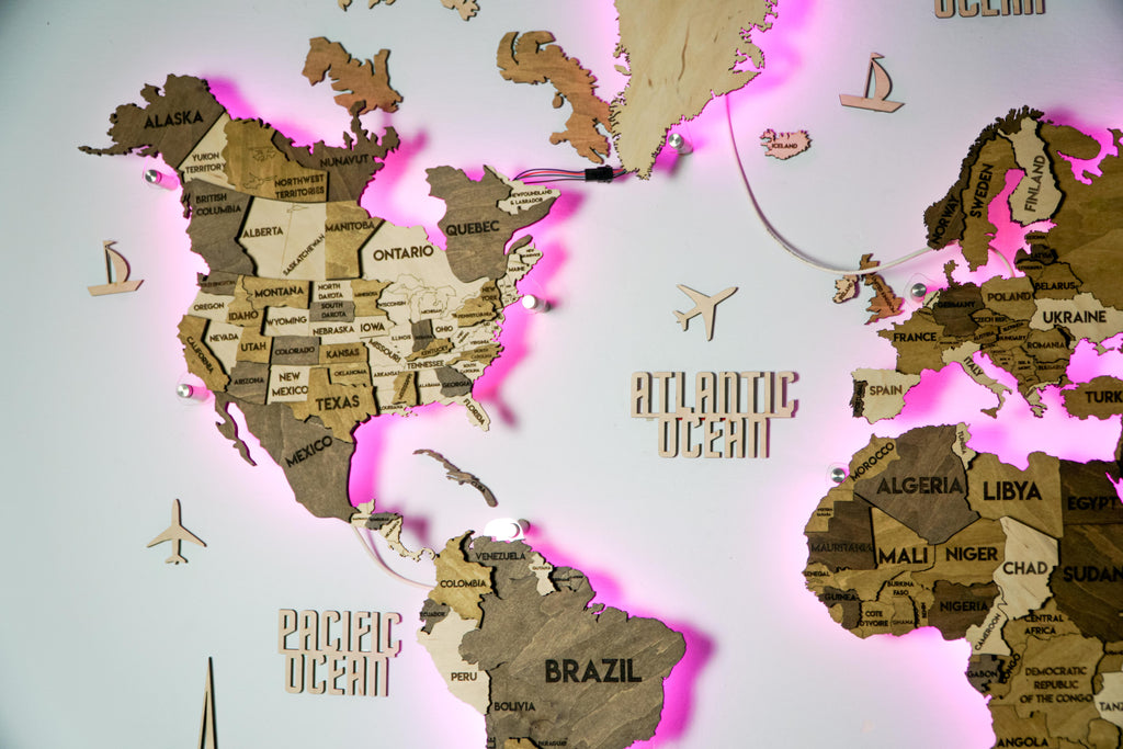 Багатошарова карта світу з підсвіткою RGB колір Terra