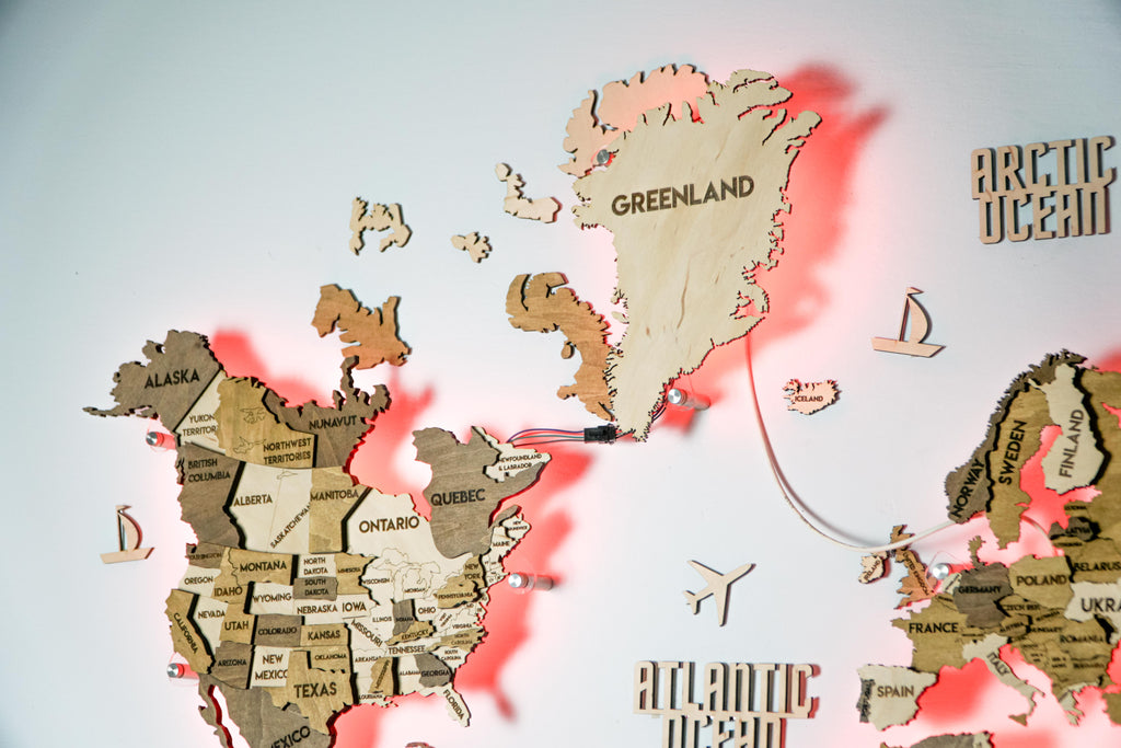 Багатошарова карта світу з підсвіткою RGB колір Terra