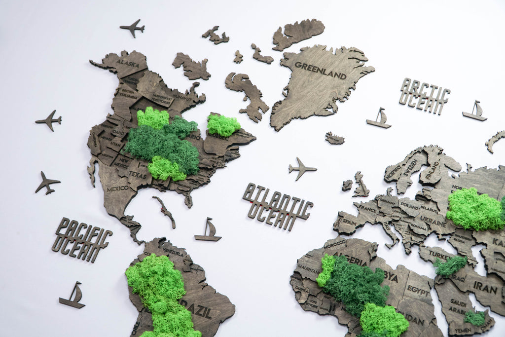 Багатошарова карта світу колір Dark Moss