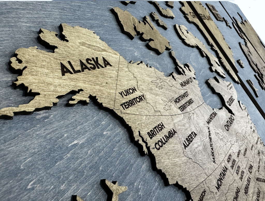 Панно карта світу триптих Blue&Nut