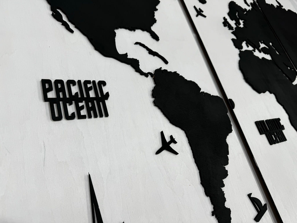 Панно карта світу триптих  White&Black