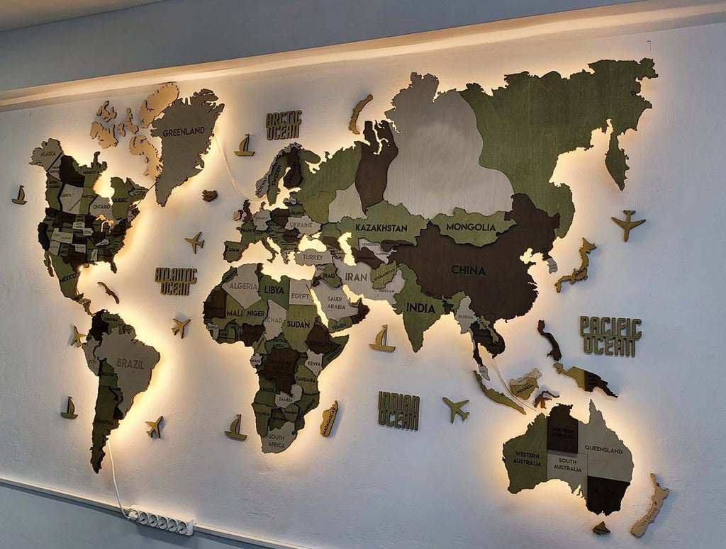 Багатошарова карта світу з підсвіткою колір Verde