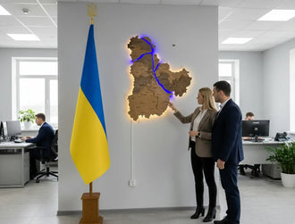 Багатошарова карта Київської області, з підсвіткою річок, колір Палісандр