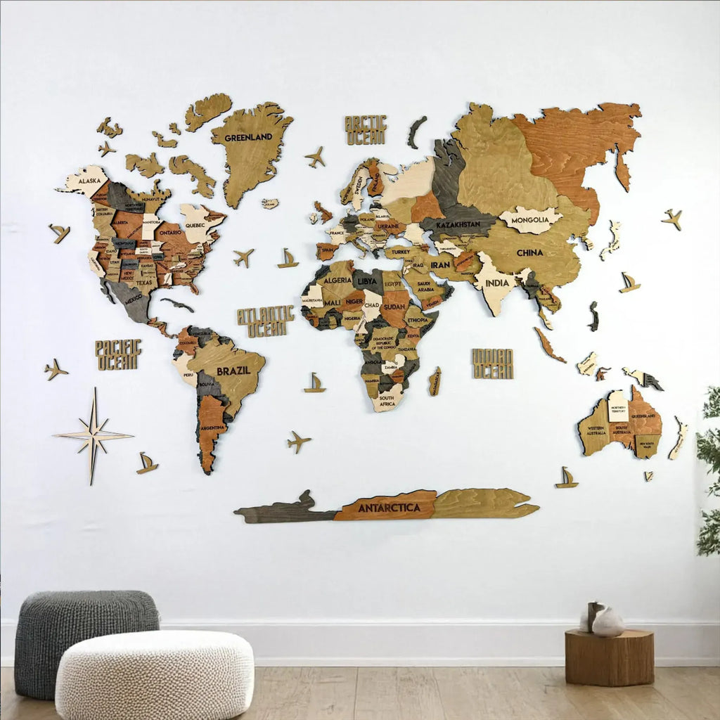 Багатошарова карта світу колір Classic