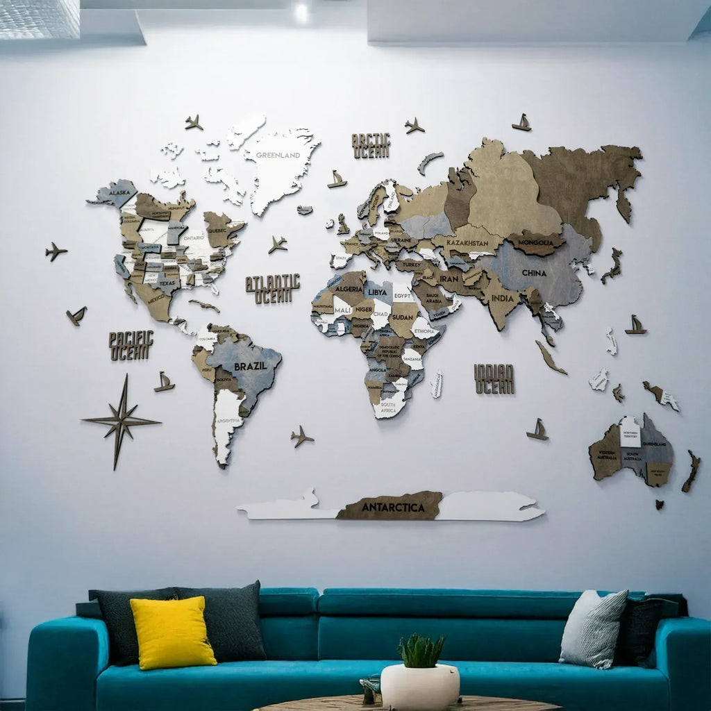 Багатошарова карта світу колір Loft